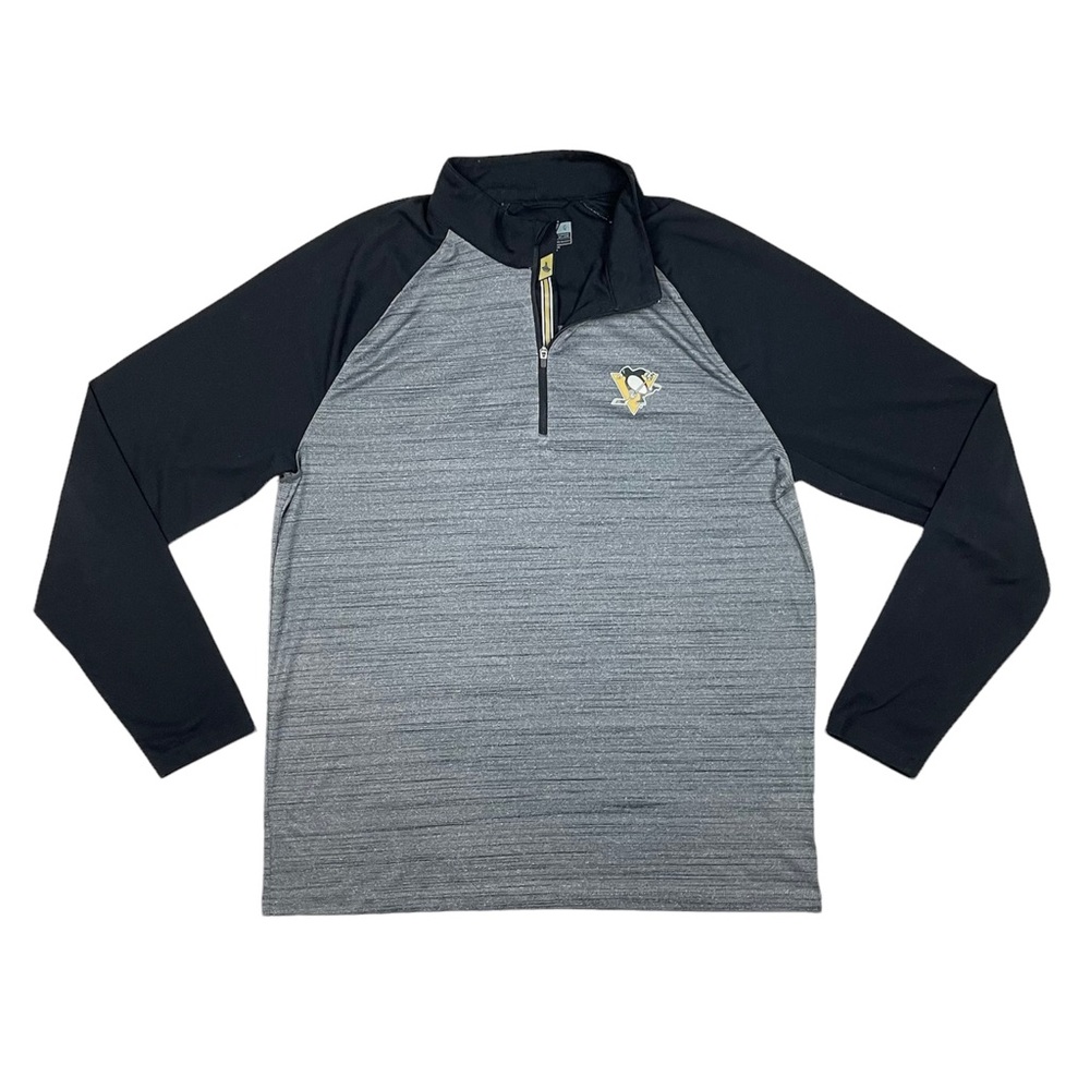Pittsburgh Penguins 1/4 Zip Pullover Sweater Men's Size Large Gray NHL Levelwear